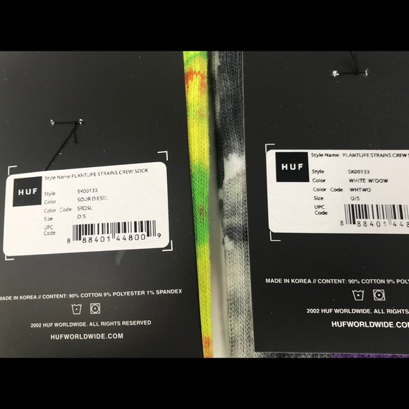 2 Pair Huf Plant Strains Socks - New With Tags - Picture 5 of 7